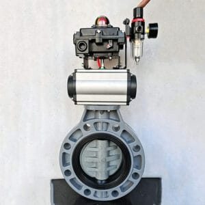 CPVC butterfly valve double acting pneumatic actuator