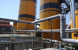 High-temperature plastic valves and fittings installed in an electroplating and metal finishing plant