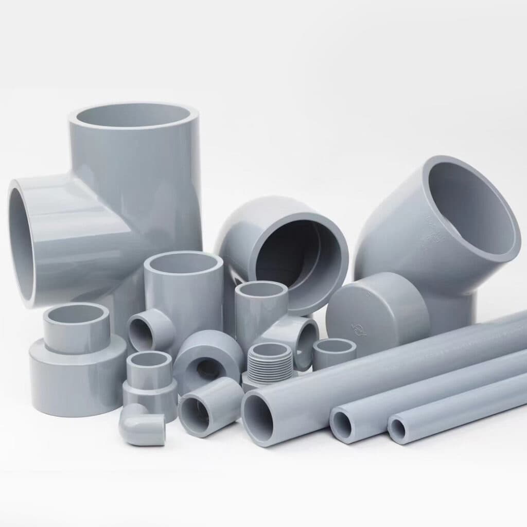 Comprehensive range of CPVC pipe fittings including elbows, tees, and flanges, engineered for high-temperature fluid handling.