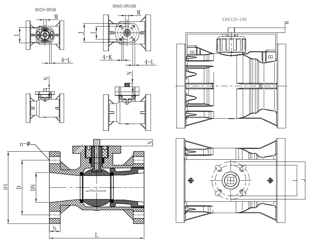 pvc integral flanged ball valve iso 5211 mounting pad dimensions