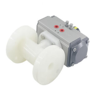 Fully assembled PVDF pneumatic one-piece flanged ball valve, eliminating root leakage risks for ultimate safety in hazardous chemical piping.